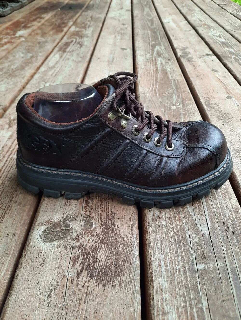 Vintage 90s/Y2K GBX Cruiser Brown Leather Steel Toe Lace-up Lug Oxford Size 10